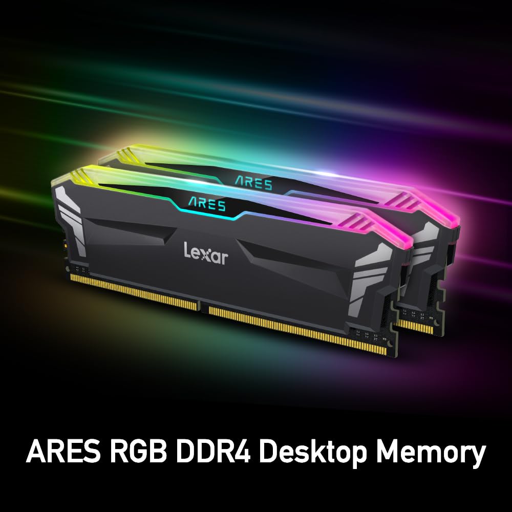 Lexar 32 GB (2 x 16 GB) Memória de desktop ARES RGB DDR4 RAM 3600MT/s CL18,  compatível com Intel XMP 2.0 e AMD Ryzen, preto (LD4BU016G-R3600GDLA) |  Amazon.com.br