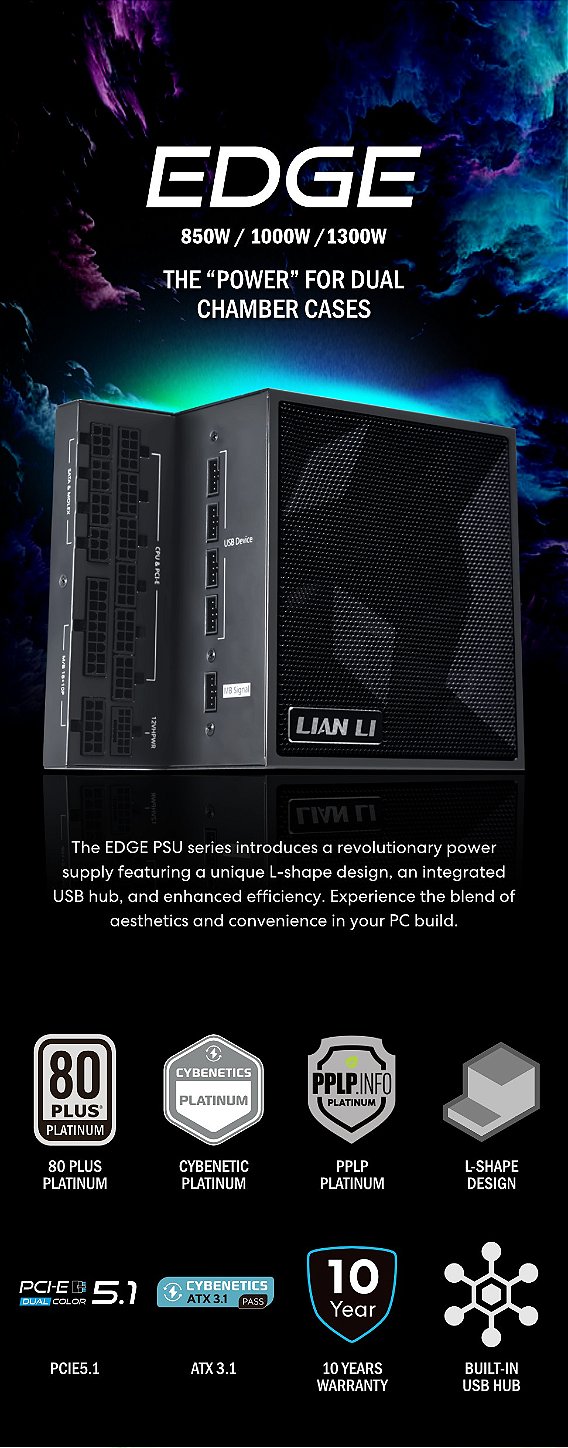 LIAN LI Edge series EG1300 Black, 1300W ATX12V v3.1, 80 PLUS PLATINUM  Certified , Full Modular Power Supply - Newegg.com