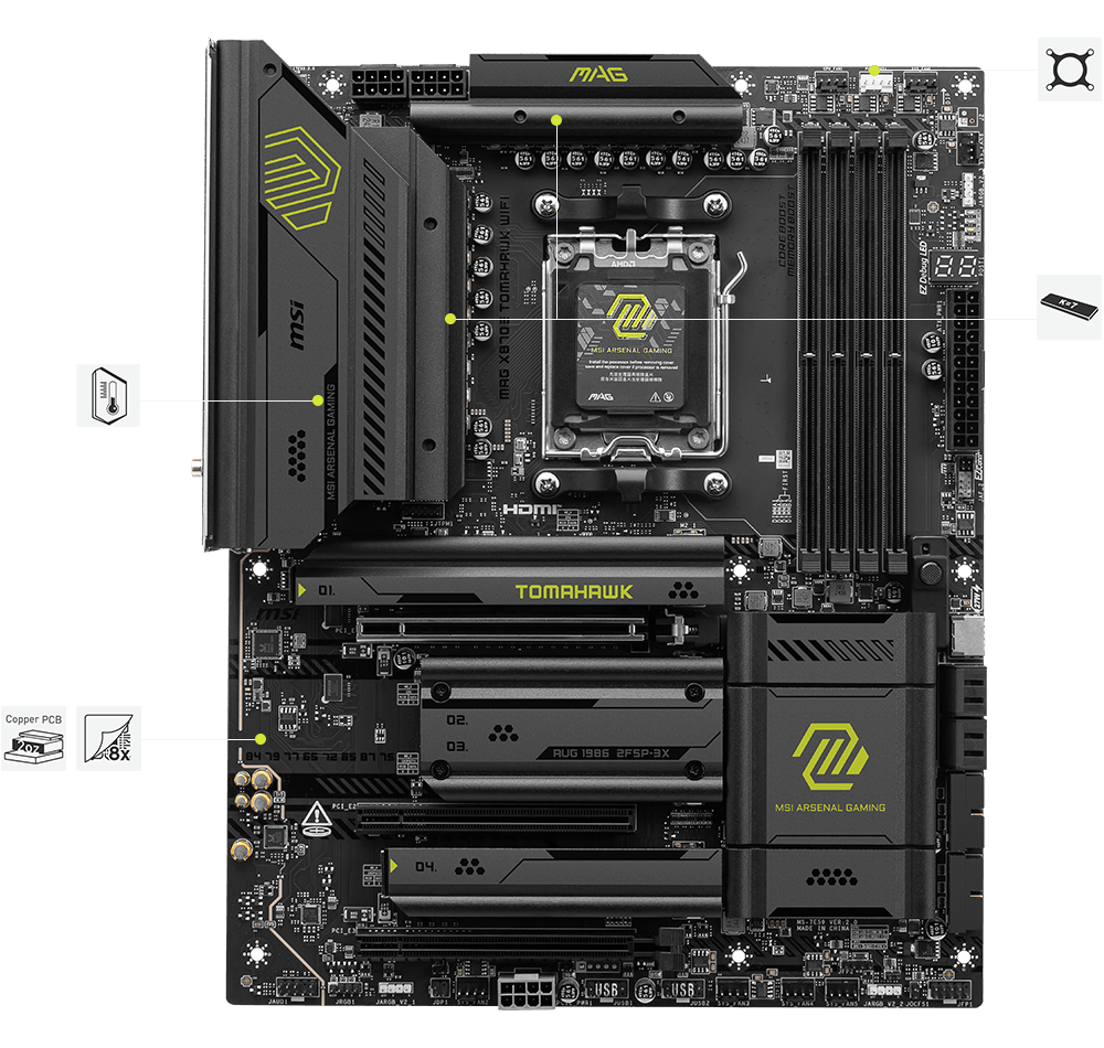 Solução térmica Frozr da MSI MAG X870E Tomahawk WiFi