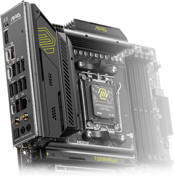 Painel traseiro de I/O da MSI MAG X870E Tomahawk WiFi