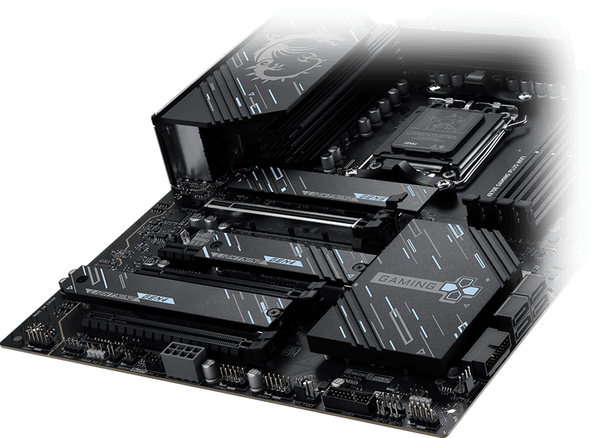Armazenamento PCIe 5.0 da MSI X870E Gaming Plus WiFi