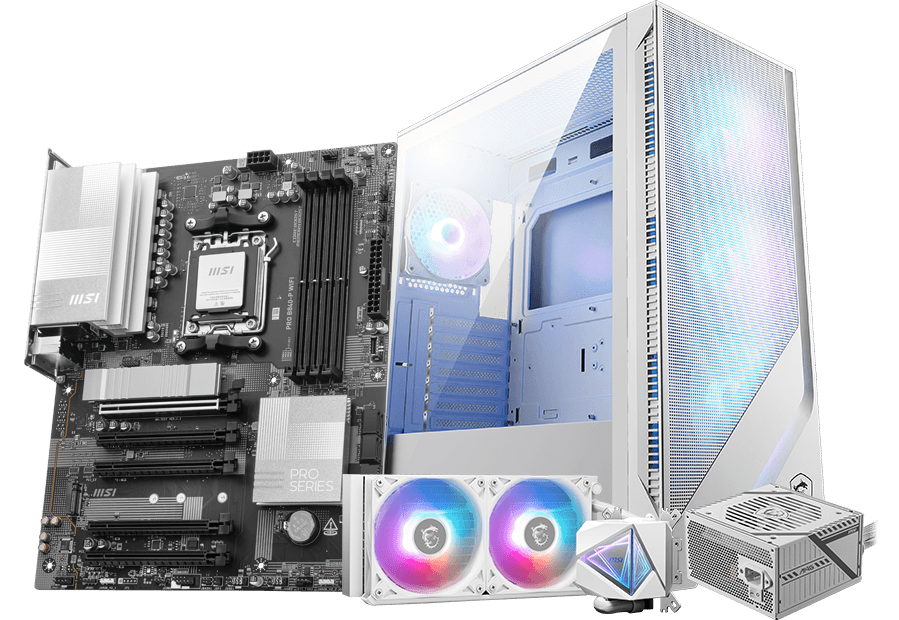 MSI PRO B840-P WiFi em setup branco e preto