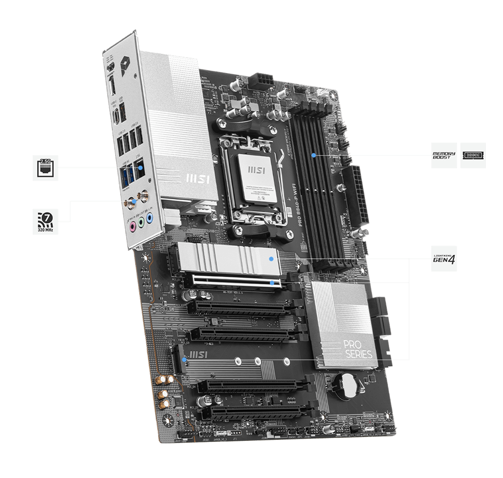 Recursos de alta velocidade da MSI PRO B840-P WiFi