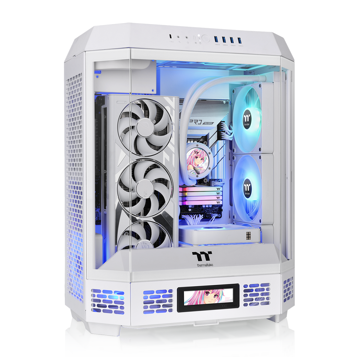 Gabinete Thermaltake The Tower 600 Snow Mid Tower Vidro Temperado 2 Fans CT140 - CA-1Z1-00M6WN-00