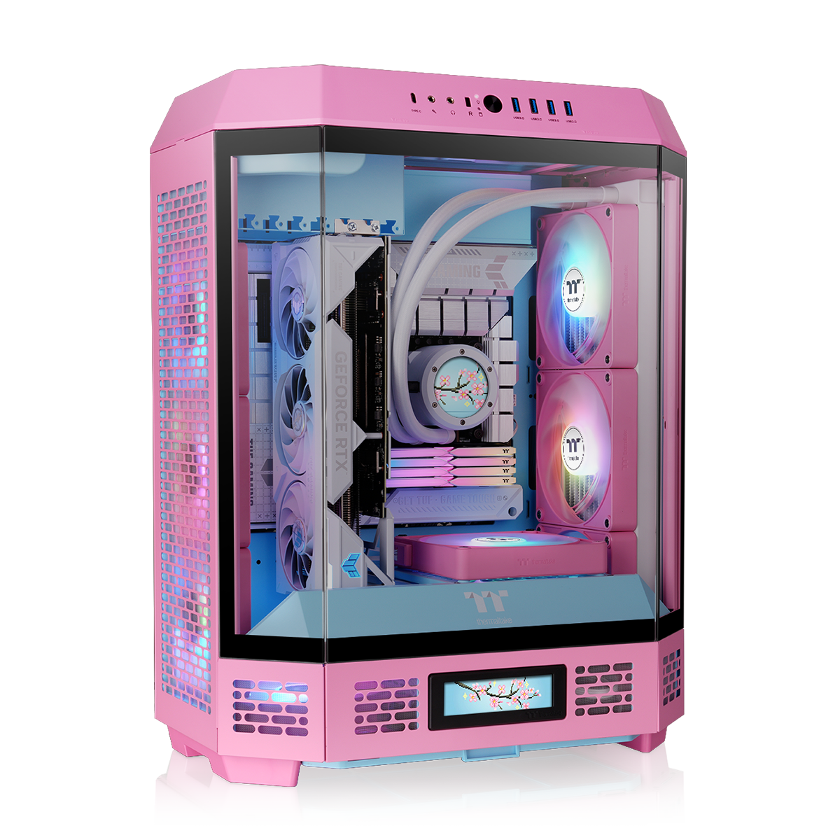 Gabinete Thermaltake The Tower 600 Bubble Pink Mid Tower Vidro Temperado 2 Fans CT140 - CA-1Z1-00MAWN-00
