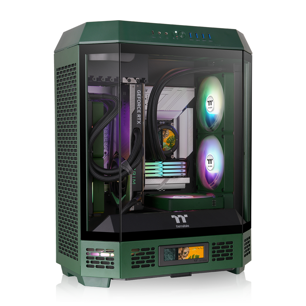 Gabinete Thermaltake The Tower 600 Racing Green Mid Tower Vidro Temperado 2 Fans CT140 - CA-1Z1-00MCWN-00