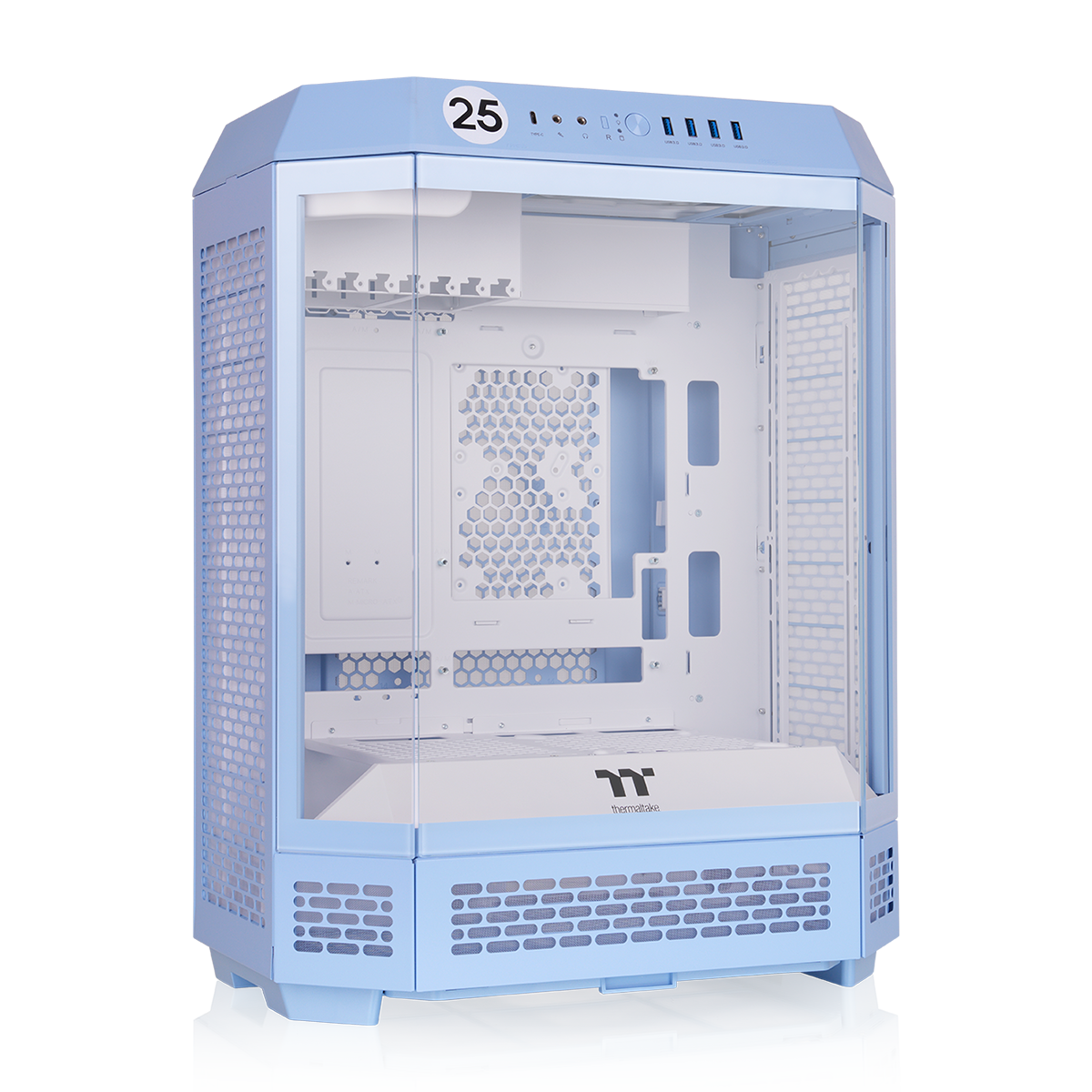 Gabinete Thermaltake The Tower 600 Hydrangea Blue Mid Tower Vidro Temperado 2 Fans CT140 - CA-1Z1-00MFWN-00