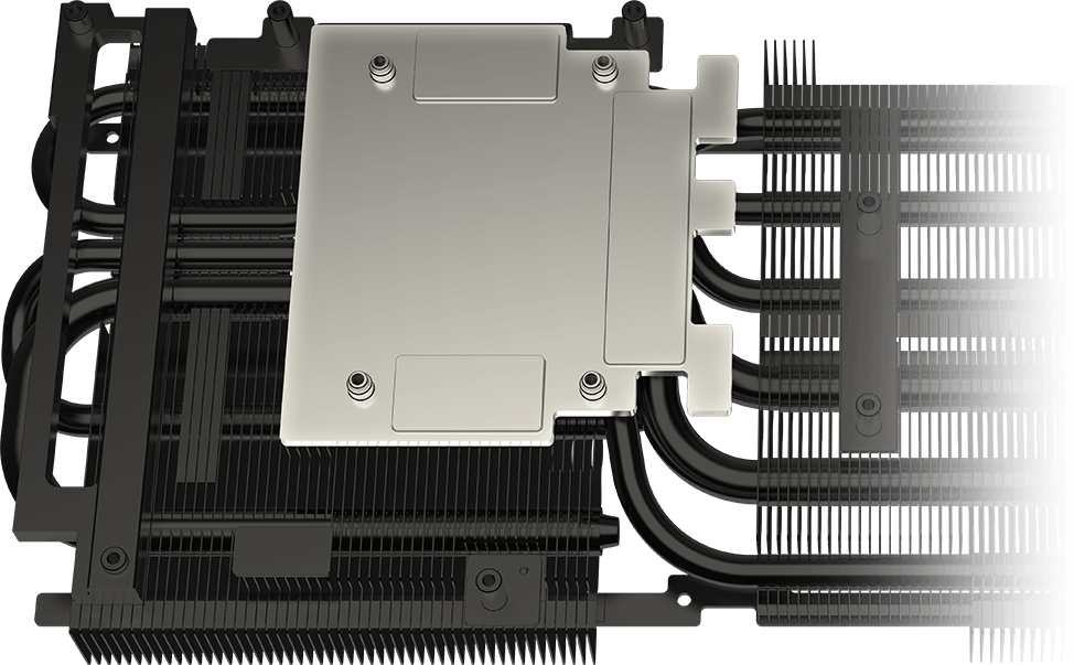 Heatsink interno da Aorus Master — VRAM, GPU e dissipador