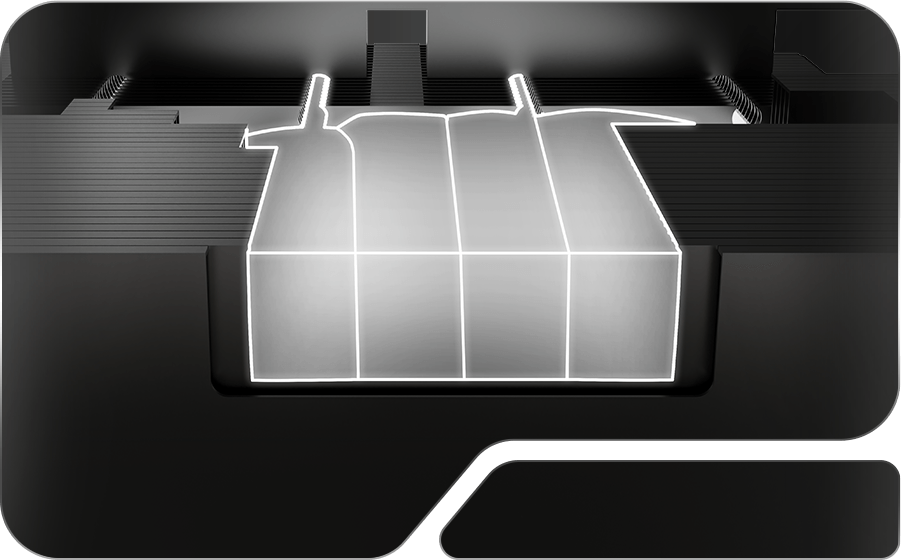 Heatsink interno da Aorus Master — VRAM, GPU e dissipador