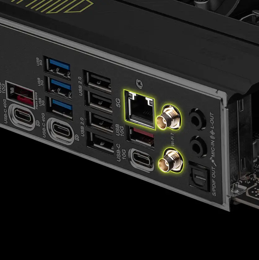 Conectividade Wi-Fi 7 e 5G LAN da MSI PRO X870-P WiFi