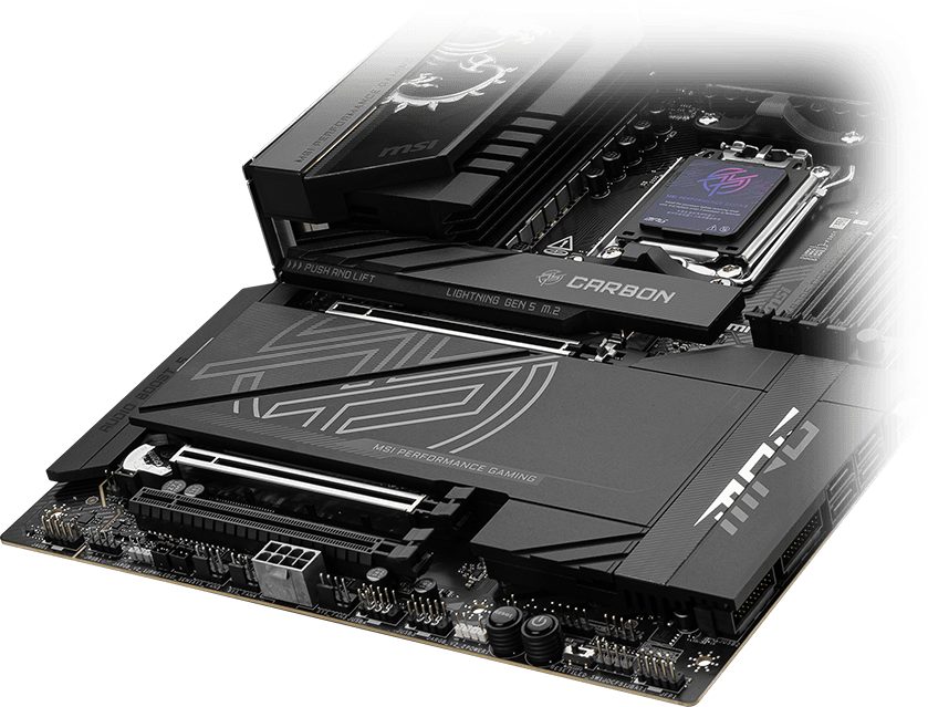 Armazenamento e expansão PCIe 5.0 da MSI MPG X870E Carbon WiFi