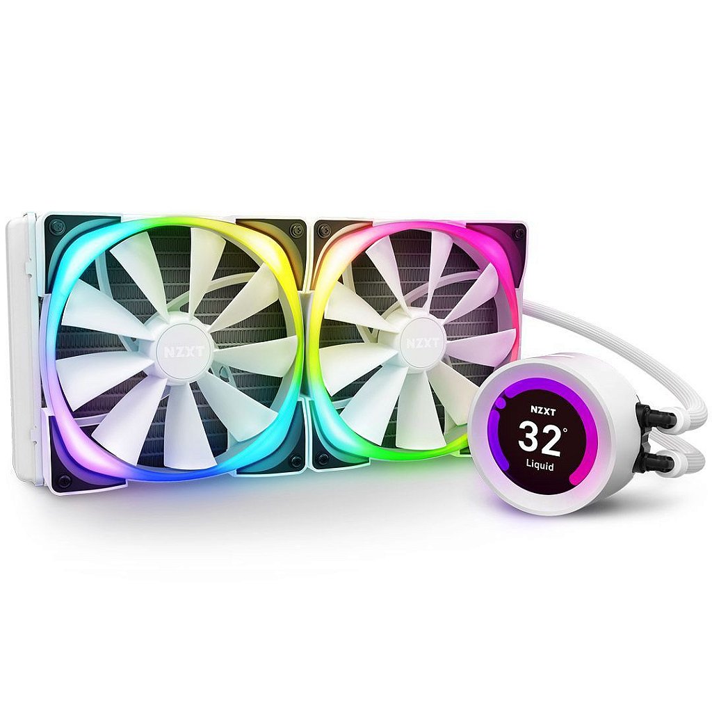 WaterCooler NZXT Kraken Z63 RGB White Matte Visor LCD personalizável 280MM - RL-KRZ63-RW