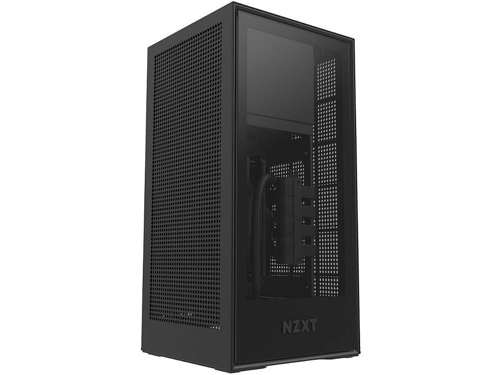 Gabinete NZXT H1 Mini ITX com Fonte 650W e Cabo Riser e Water Cooler Preto - CA-H16WR-B1-US