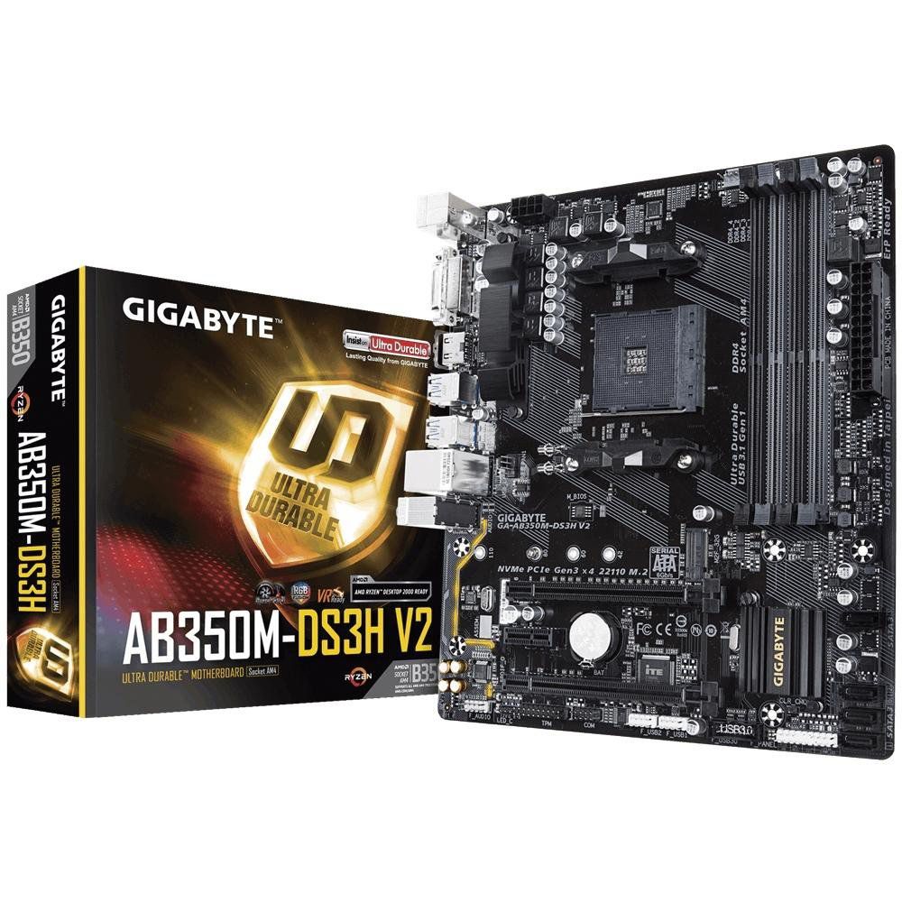 Placa-Mãe Gigabyte AB350M-DS3H V2 DDR4 AM4 mATX