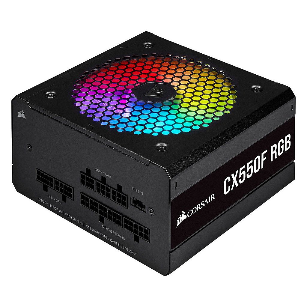 Fonte Corsair CX-F RGB CX550F 550W 80 Plus Bronze Full Modular Black