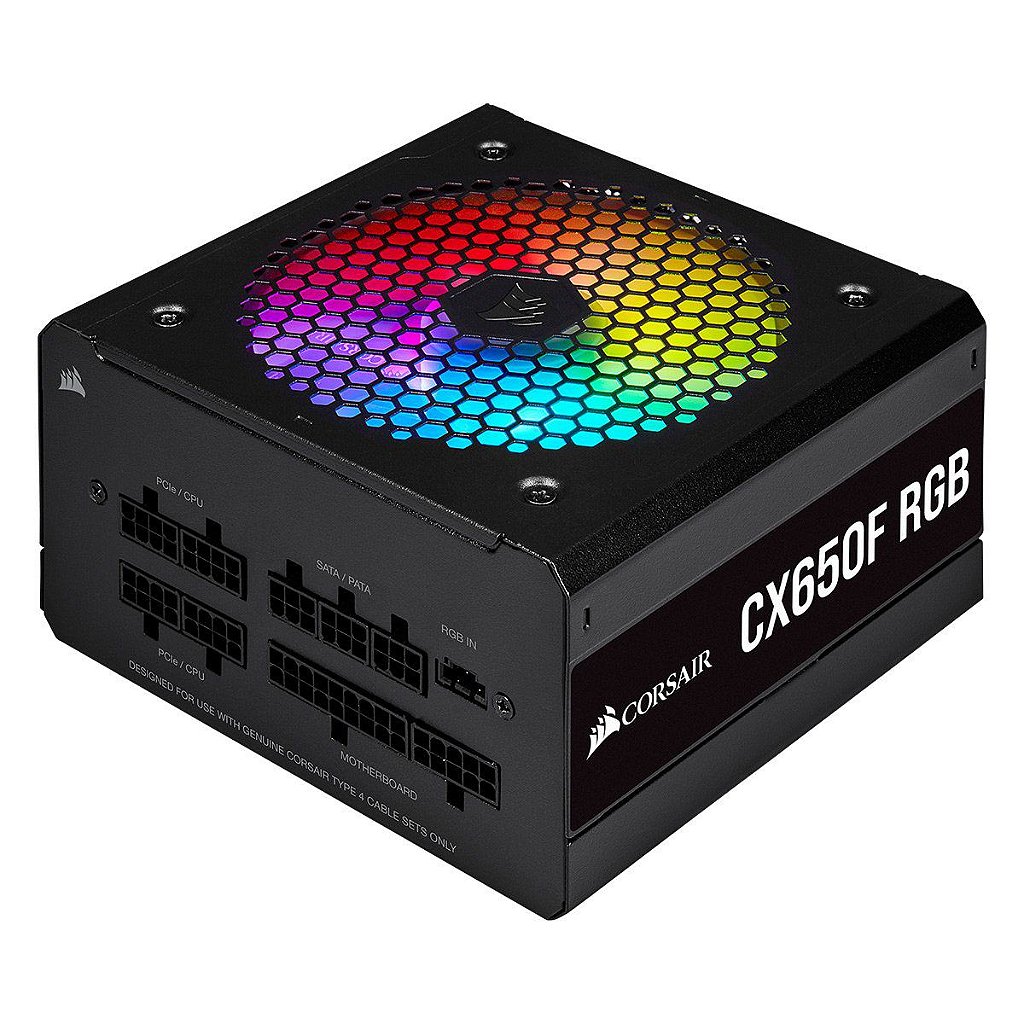 Fonte Corsair CX-F RGB CX650F 650W 80 Plus Bronze Full Modular Black