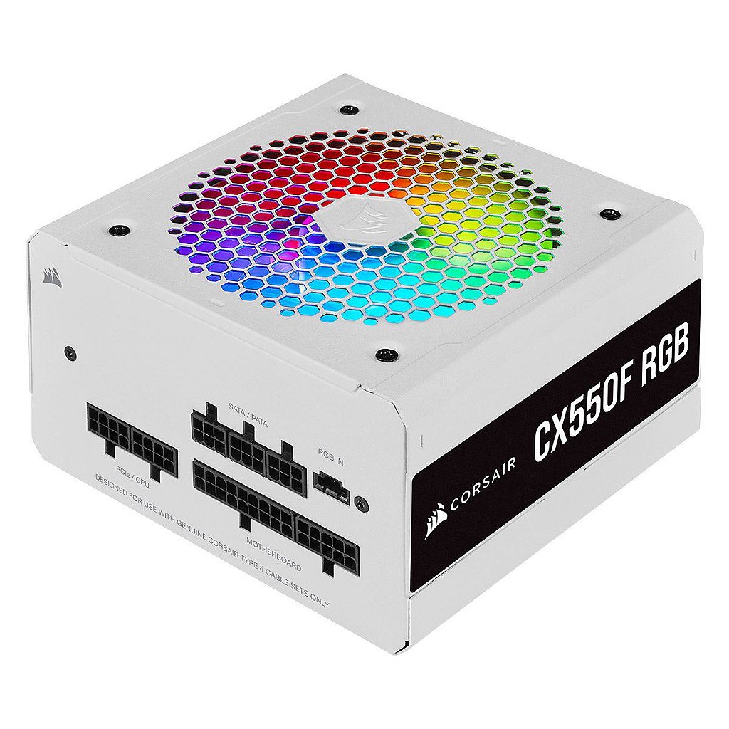 Fonte Corsair CX-F RGB CX550F 550W 80 Plus Bronze Full Modular White