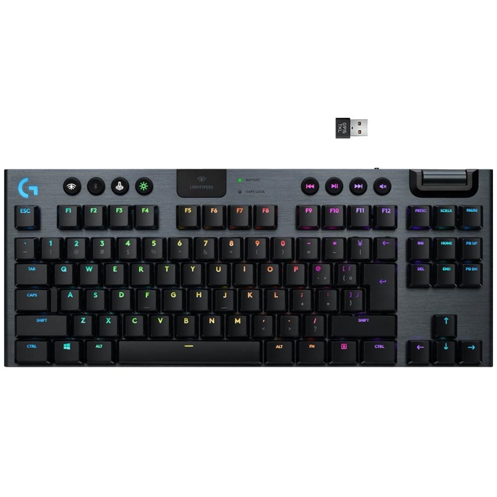 Teclado Mecânico Gamer Sem Fio Logitech G915 TKL RGB USB e Bluetooth Ultrafino Switch de Perfil Baixo GL Tactile Brown U
