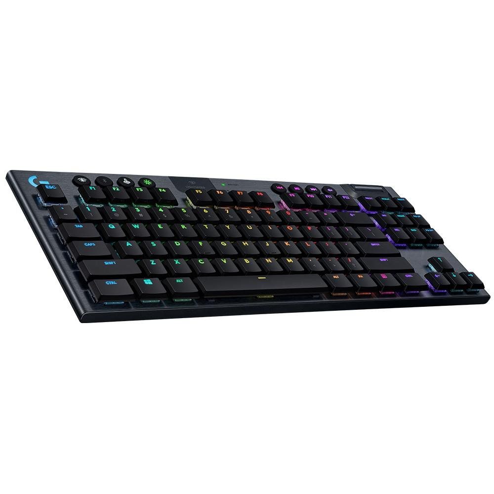 Teclado Mecânico Gamer Sem Fio Logitech G915 TKL RGB USB e Bluetooth Ultrafino Switch de Perfil Baixo GL Tactile Brown U