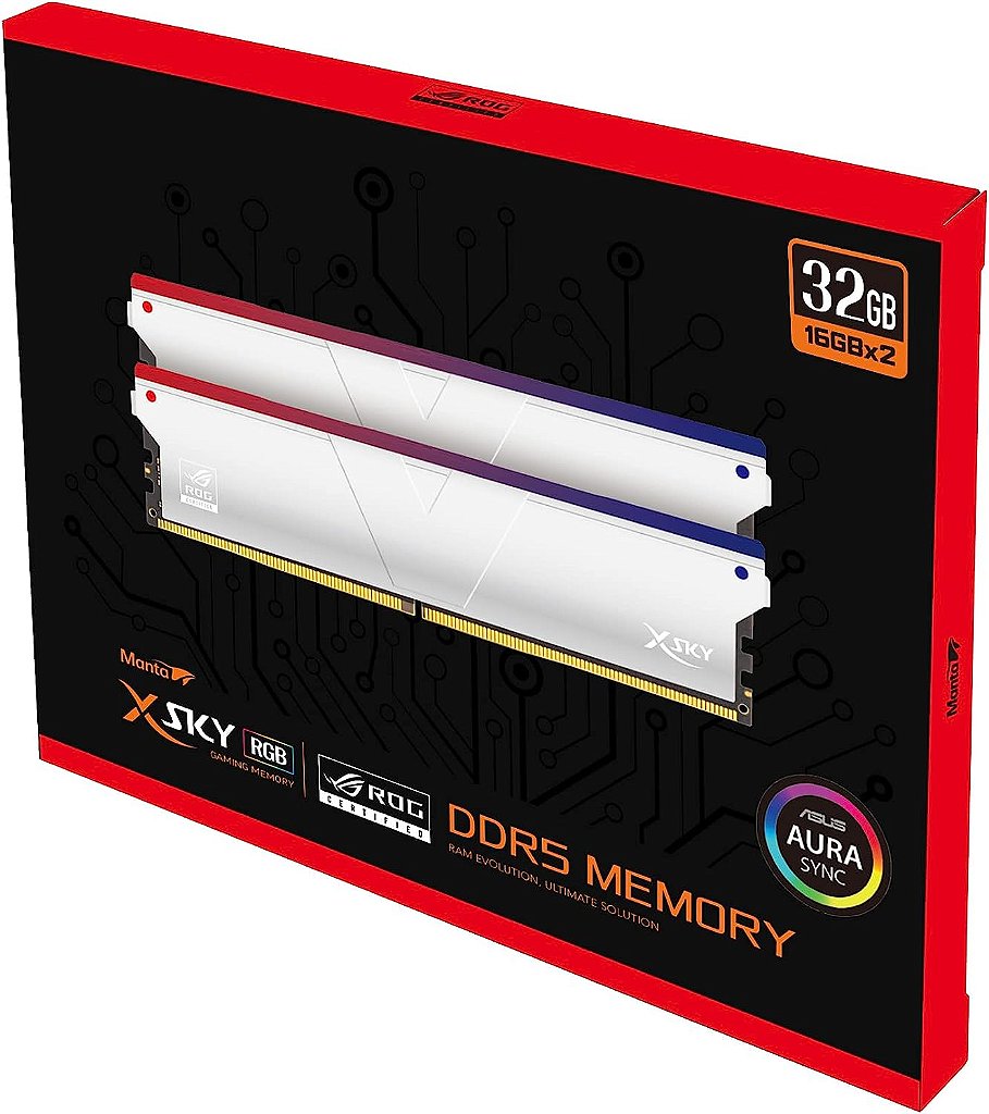 Memória V-Color XSky RGB com certificação ROG 32GB (2x16GB) DDR5 7200Mhz CL36 White - RTMXSL1672836SWK