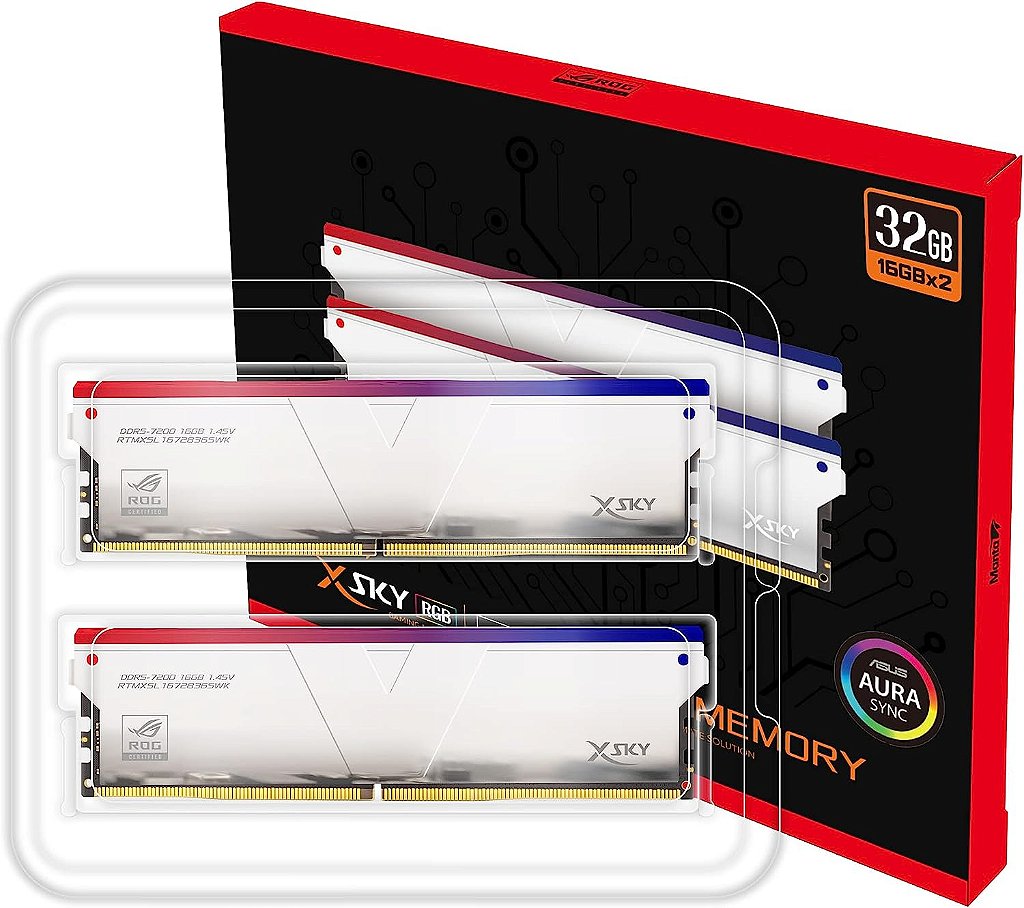 Memória V-Color XSky RGB com certificação ROG 32GB (2x16GB) DDR5 7200Mhz CL36 White - RTMXSL1672836SWK