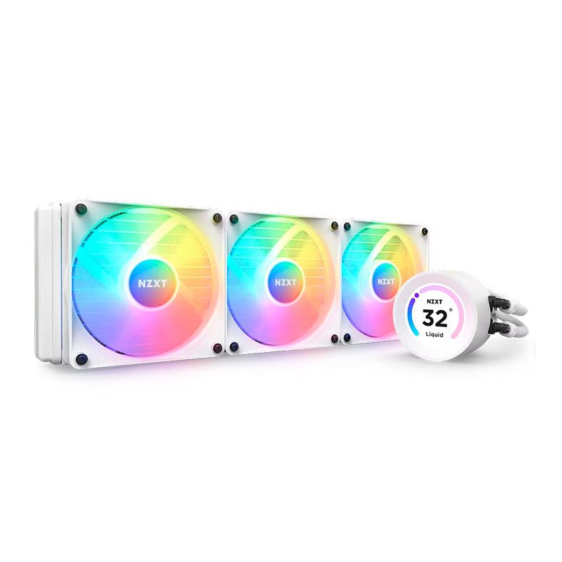 WaterCooler NZXT Kraken Elite 360 RGB White Visor LCD personalizável 360MM - RL-KR36E-W1