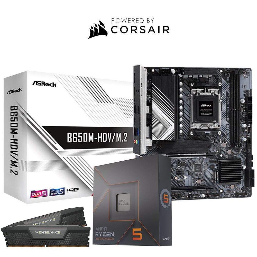 Kit Upgrade AMD Ryzen 5 7600 ASRock B650M-HDV/M2 Corsair Vengeance 32GB DDR5
