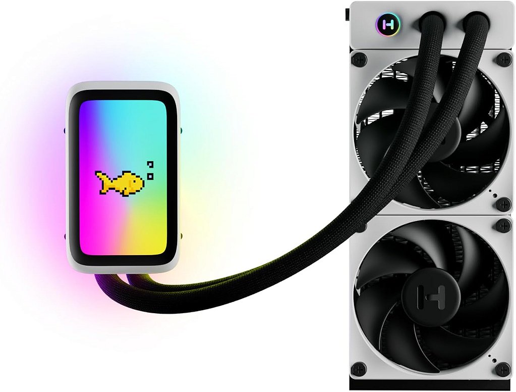 WaterCooler HYTE THICC Q60 Tela HD ultrafina de 5” com LEDs qRGB 240mm Branco - HYTE THICC Q60