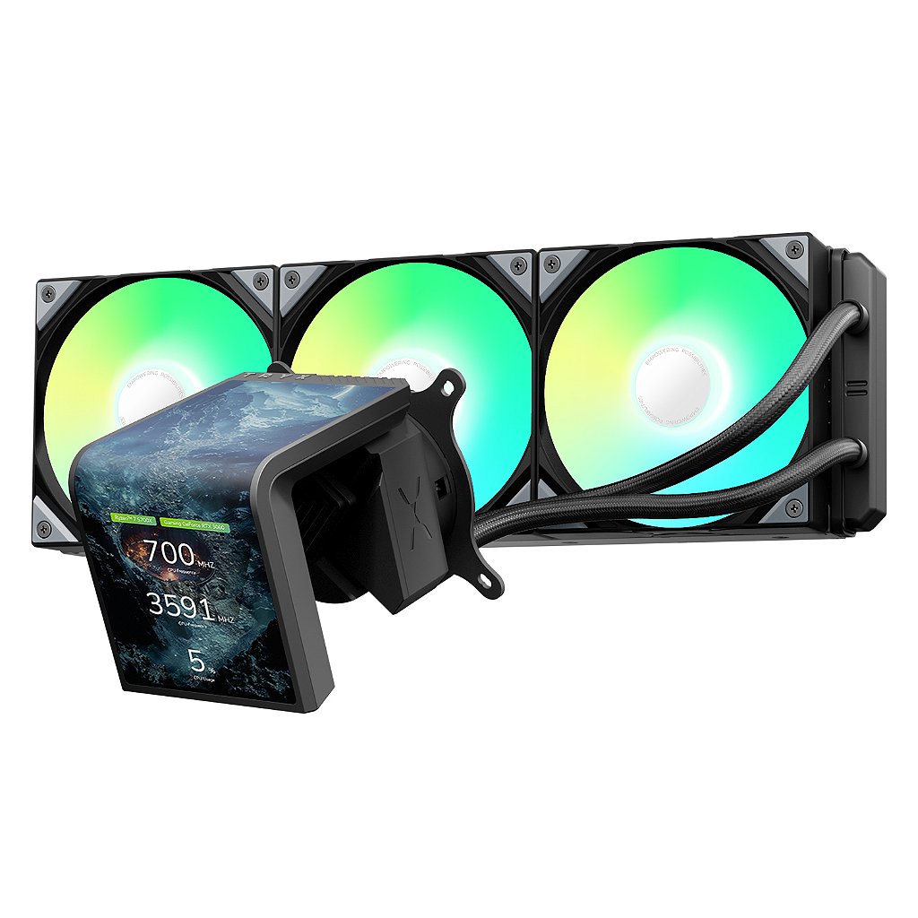 WaterCooler Tryx Panorama SE 360 ARGB AMOLED Tela Curva Efeito Anamórfico 3D Black - L-P360L-AM3M-G0K foto 4