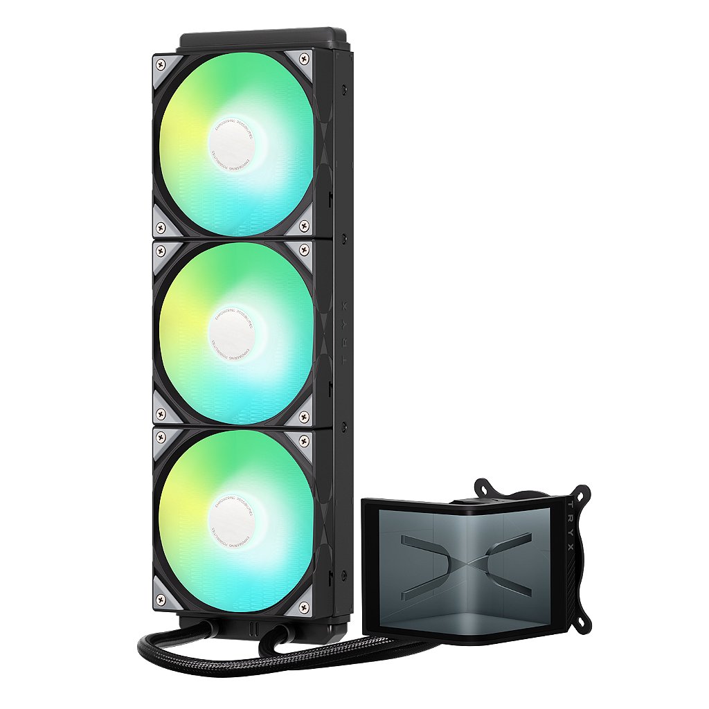 WaterCooler Tryx Panorama SE 360 ARGB AMOLED Tela Curva Efeito Anamórfico 3D Black - L-P360L-AM3M-G0K foto 3