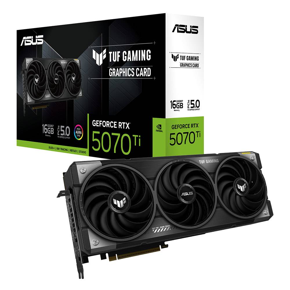 ASUS TUF Gaming GeForce RTX 5070 Ti em perspectiva