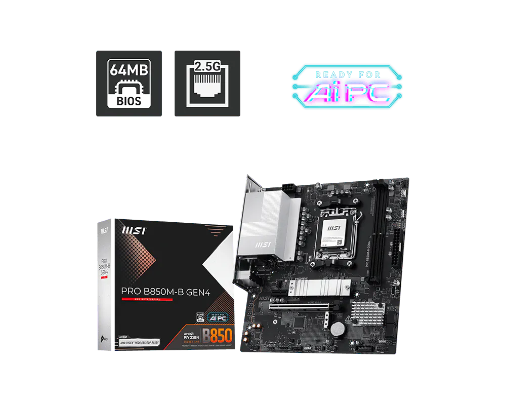 Placa-Mãe MSI PRO B850M-B GEN4 DDR5 AM5 mATX