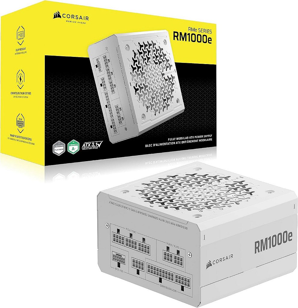 Fonte Corsair RM1000e CP-9020294-NA ATX 1000W 80 Plus Gold Full Modular - Branco