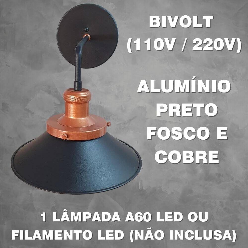 ihika　1027 Arandela Tokio 1 Facho 1XE27 Preto Microtexturizado - Candel