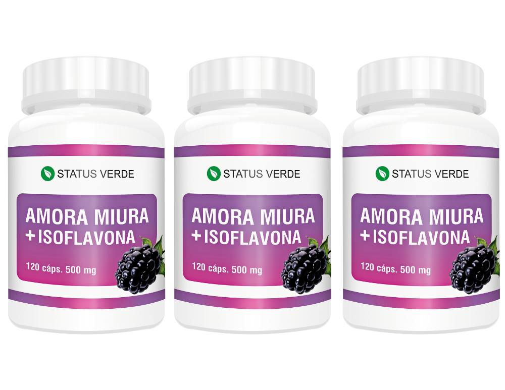 Kit 3 Amora Miúra + Isoflavona 500mg 360 cápsulas Status Verde - Ninho Verde