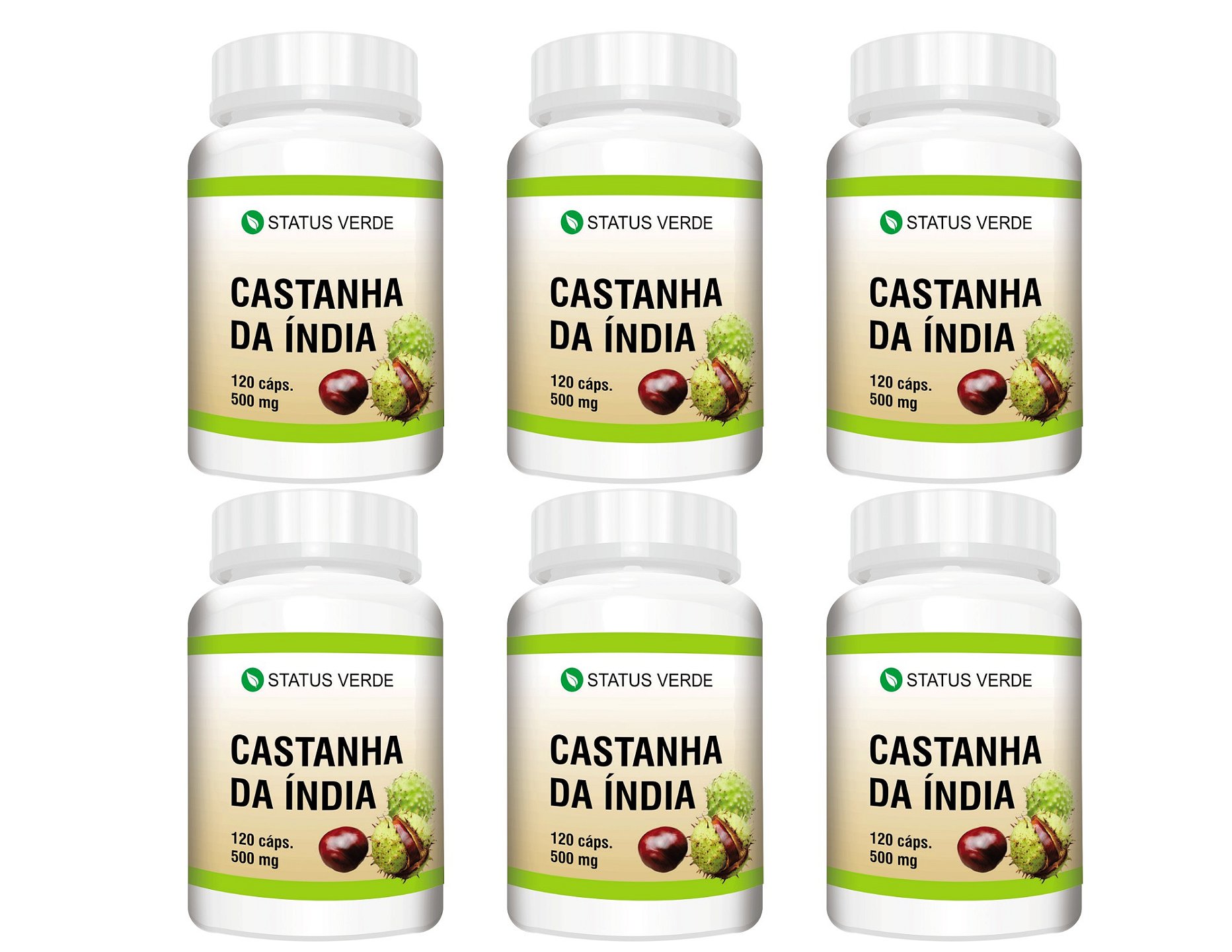 Kit 6 Castanha da Índia 720 Cápsulas - 500 mg Status Verde