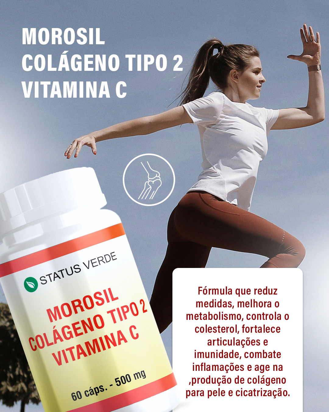 Morosil Colageno Tipo 2 Vitamina C 60 Cápsulas 500 mg Statua Verde, image size:1080x1350