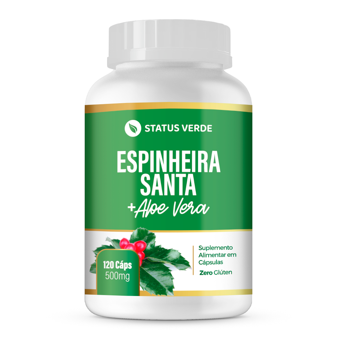 Espinheira Santa + Aloe vera 120 Cápsulas 500mg Status Verde