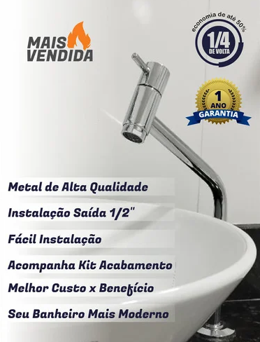 Torneira Alta 3040 Cromada em ABS