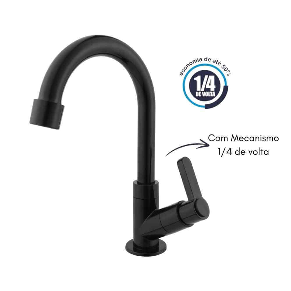 Torneira Banheiro 1168 Preto ABS