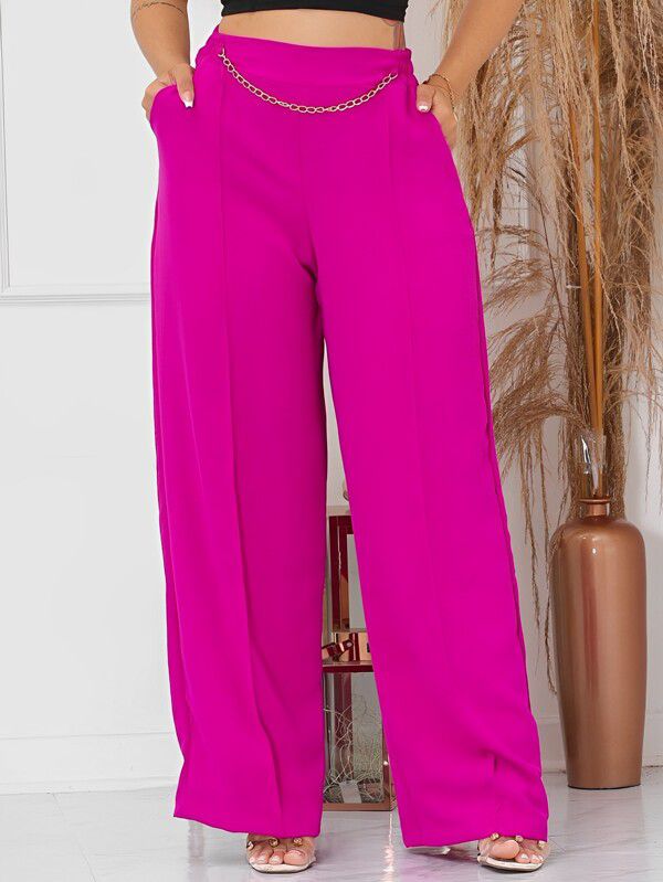 Calça Pantalona Rosa com Detalhe em Corrente - The Luvian Store - The  Luvian Store