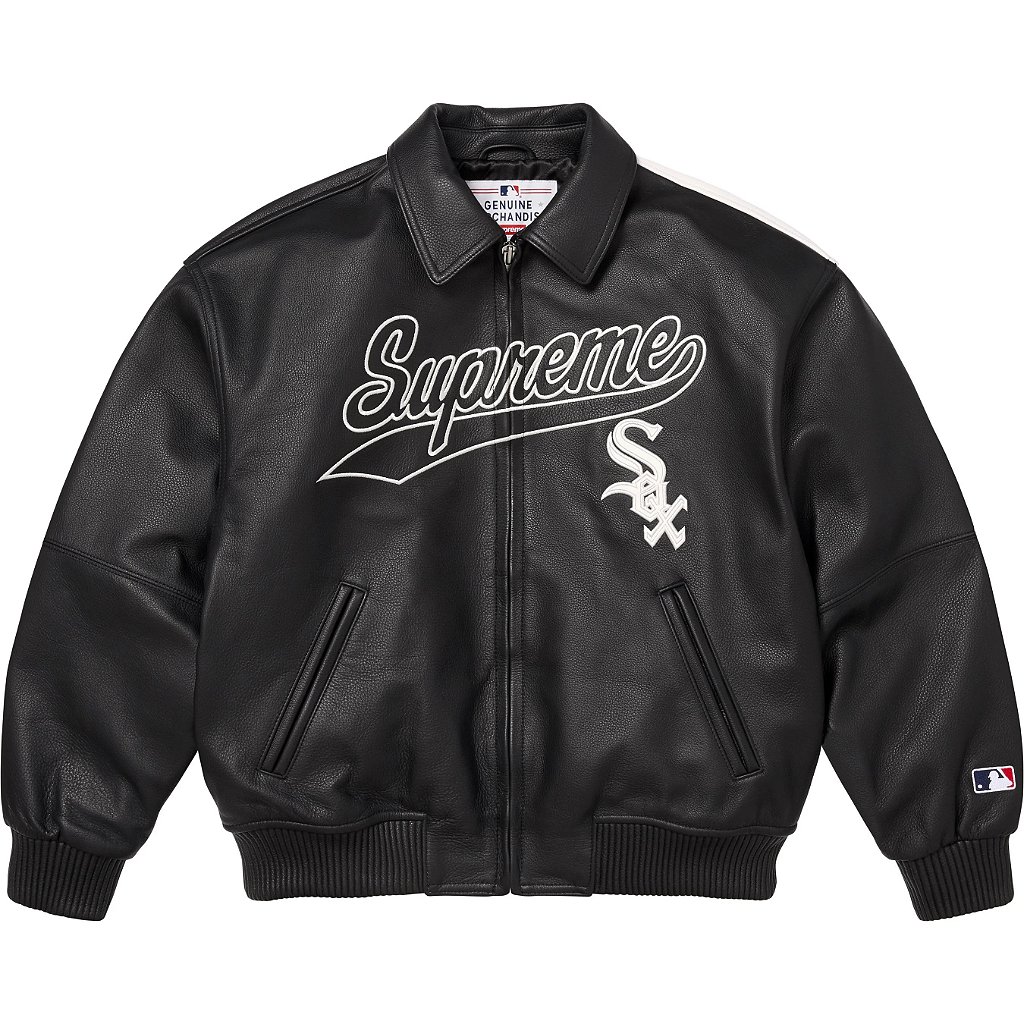 SUPREME x CHICAGO WHITE SOX - Jaqueta Leather Varsity 
