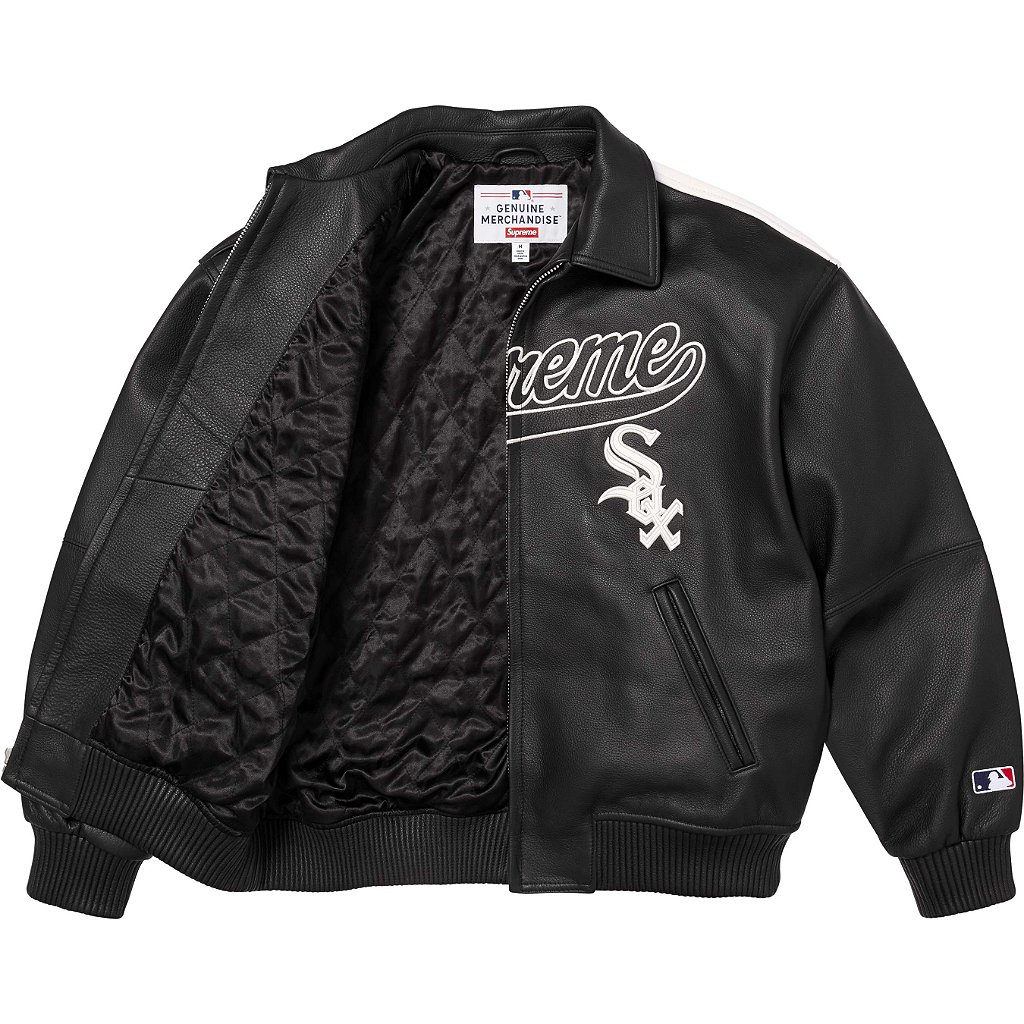 SUPREME x CHICAGO WHITE SOX - Jaqueta Leather Varsity 
