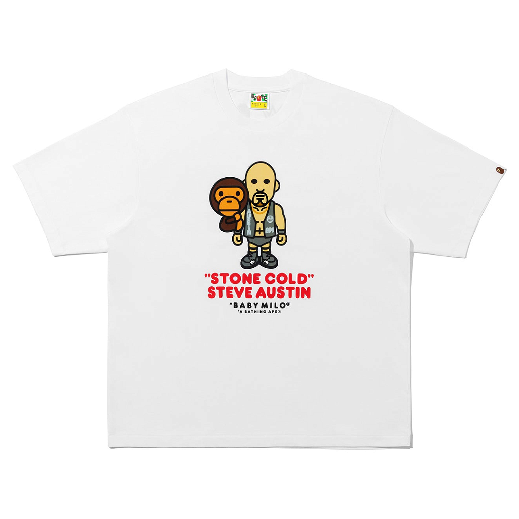 BAPE x WWE - Camiseta Stone Cold Steve Austin Baby Milo Relaxed