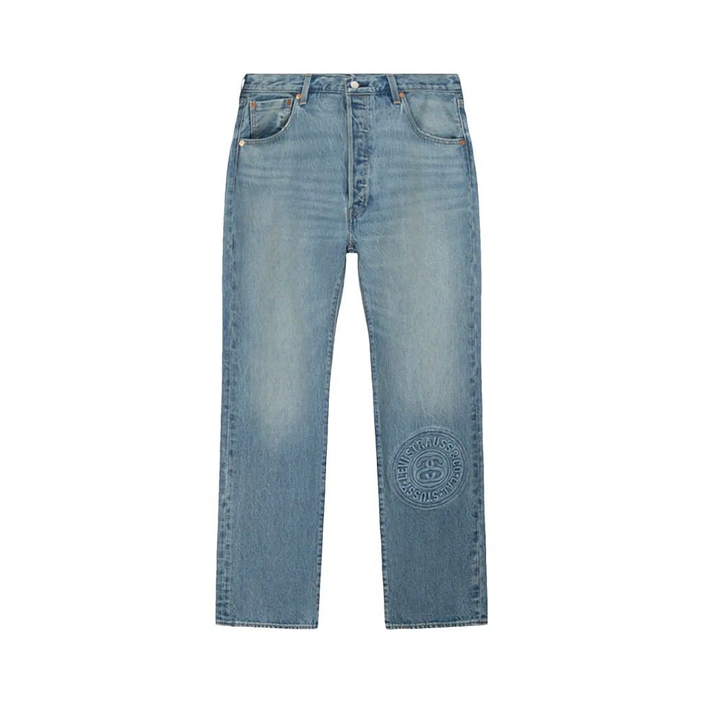 Levi's×STUSSY FM505 W31 ペイント パッチ デニムパンツ STUSSY x LEVI'S - Calça Jeans Embossed 501 