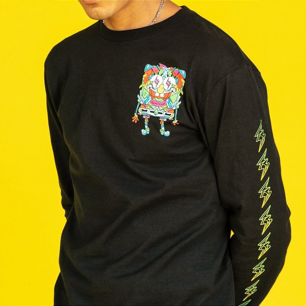 tema Ciudad crítico SPONGEBOB x J.BALVIN - Camiseta Manga Longa SquarePants tema Ciudad crítico SPONGEBOB x J.BALVIN - Camiseta Manga Longa SquarePants