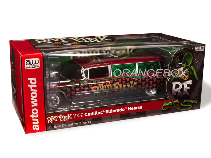 Cadillac Eldorado Hearse 1959 Rat Fink 1:18 Autoworld - 19 anos
