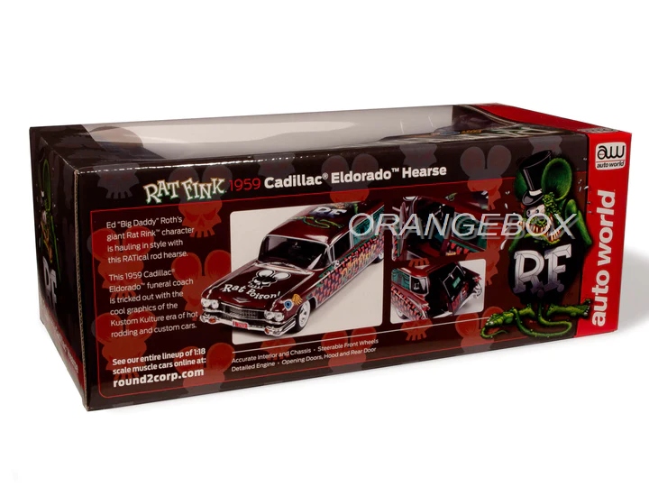 Cadillac Eldorado Hearse 1959 Rat Fink 1:18 Autoworld - 19 anos