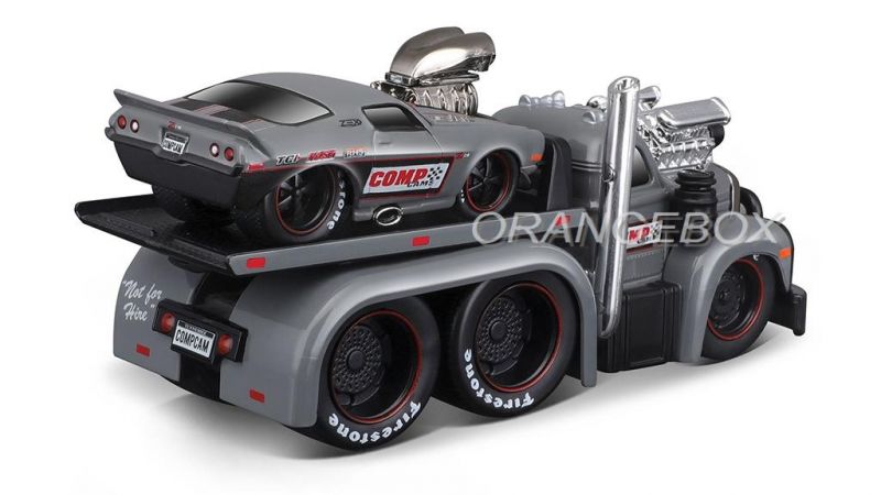 Mack B-61 Flatbed 1953 + Camaro 1971 1:64 Maisto Muscle Machines