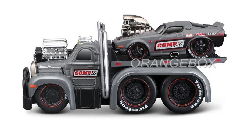 ミニカー s2020 MUSCLE MACHINES 1/24 SCALE 1971 Mack B-61 Flatbed 1953 + Camaro 1971 1:64 Maisto Muscle Machines